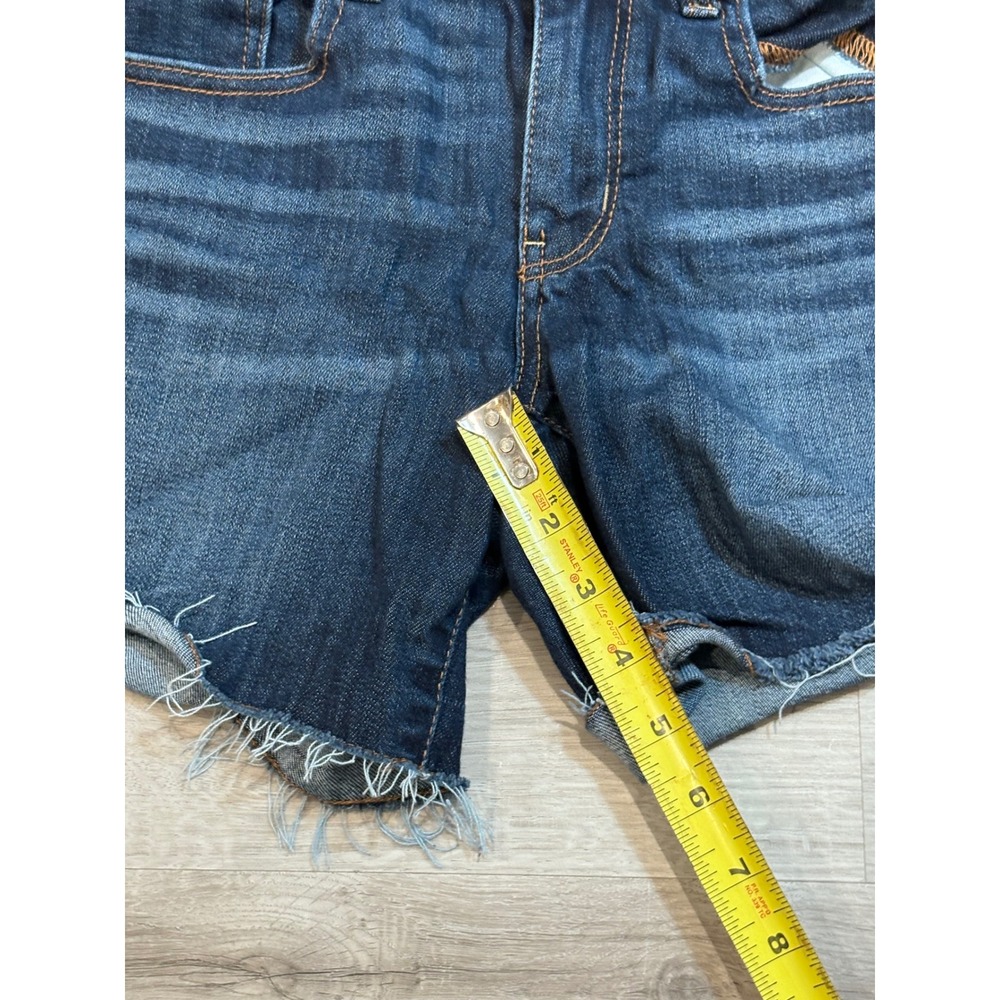 American Eagle‎ Denim Shorts Next Level Stretch Dark Wash Frayed Hem Size 6 - Picture 2 of 7